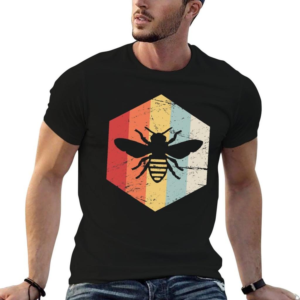 Retro 70s Beekeeper Bee Hexagon T-Shirt Work Utility Short Sleeve Shirt