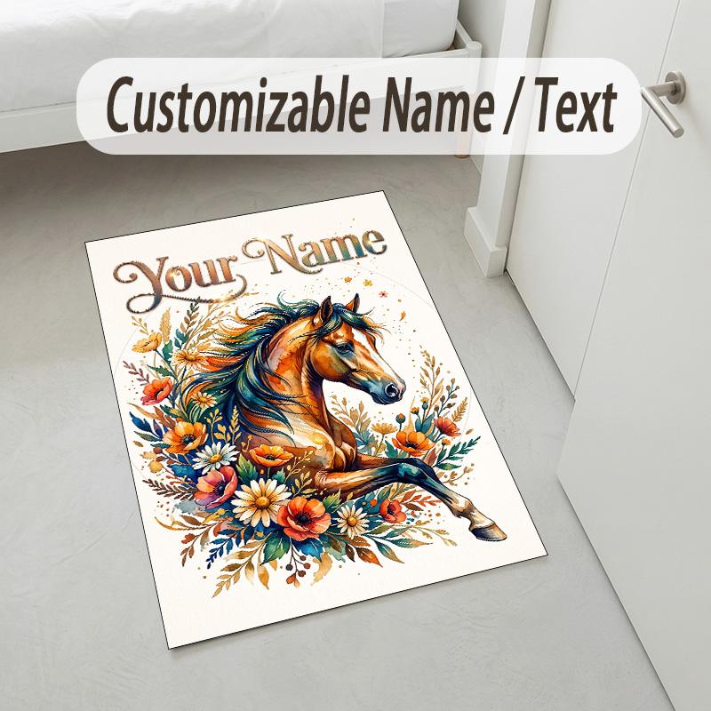 Honey Bee Honeycomb Theme Soft Crystal Velvet Rug Custom Name & Text Print Non Slip Floor Rug for Bedroom Living Room