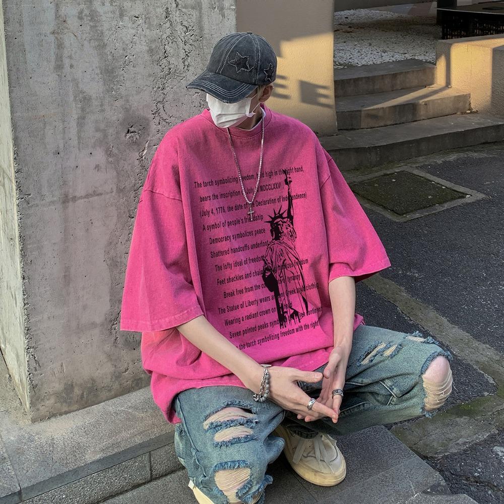 S-5XL 280gsm 100% хлопок мужская или женская футболка уличная одежда короткие топы в стиле панк Zomer винтажная футболка для стирки кислотой