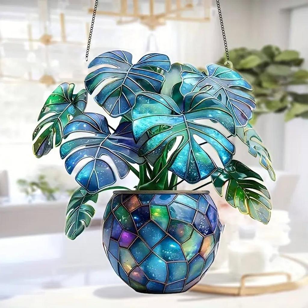 Art Flower Painted Window Decoration Hanging Acrylic Window Decoration Hanging, Creative Lighting Craft Pendant Light Home Decoration Hanging