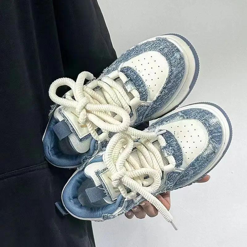 Модные женские туфли на толстой подошве, четыре сезона, новая корейская версия, универсальные нескользящие туфли для улицы, спортивная повседневная обувь