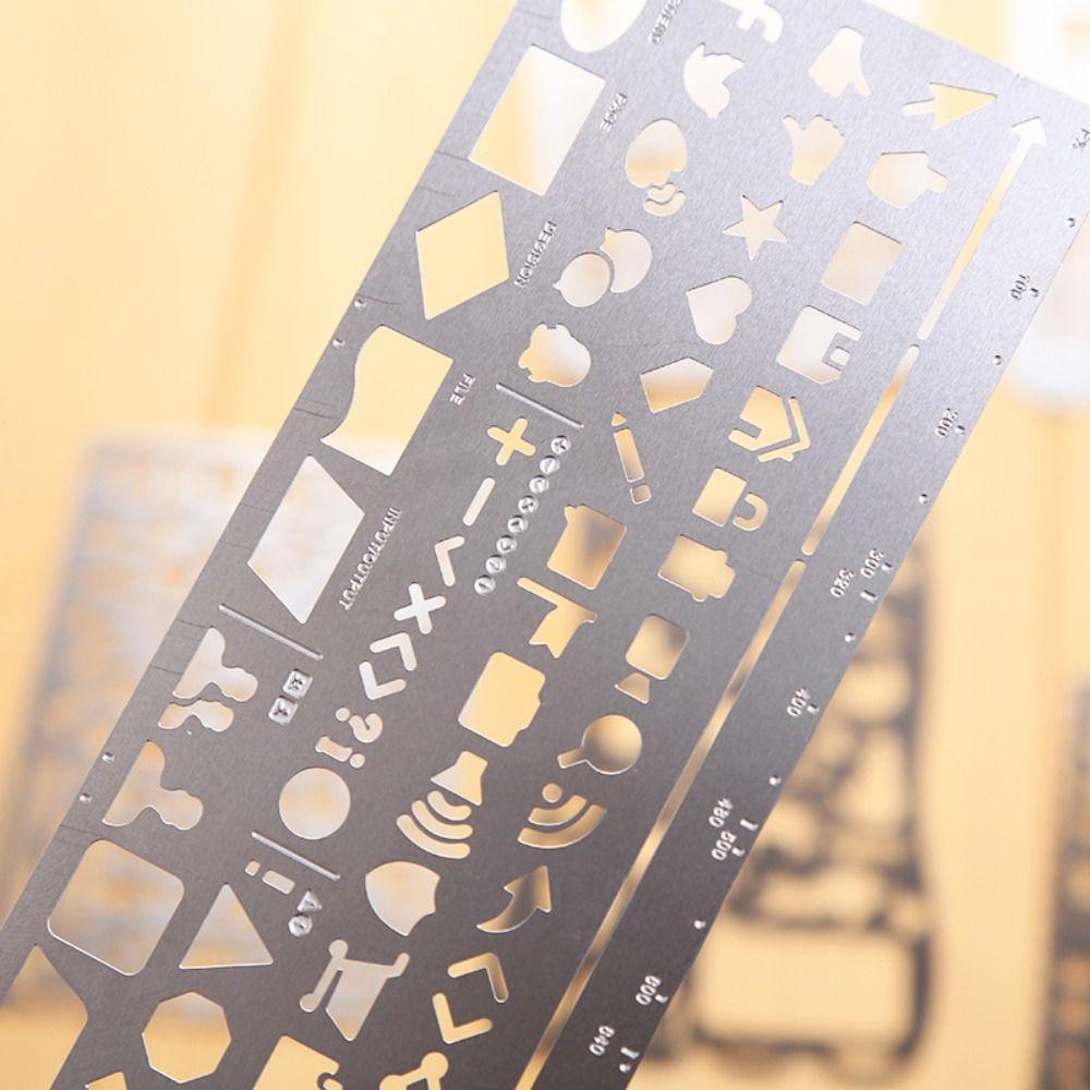Stainless Steel Template Ruler School Projects Drawing Template Ruler Gift Stationery