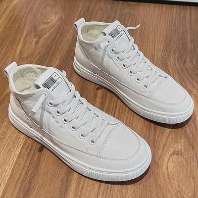 Женские белые высокие туфли из натуральной кожи — осень/зима 2025 г., универсальный стиль, бархат, первый слой из коровьей кожи, идеально подходят для бега и путешествий.