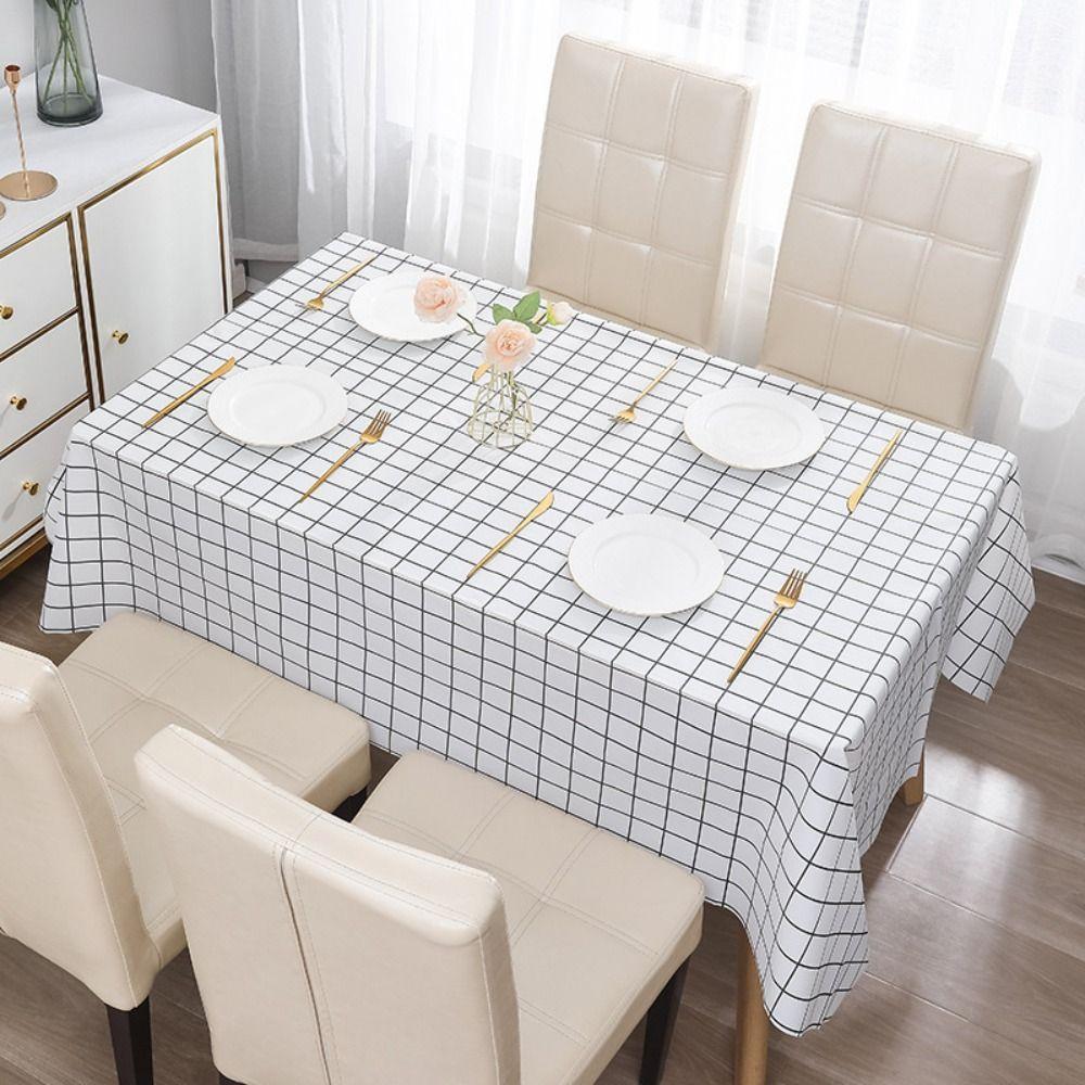 PEVA Table Cover Waterproof Oilproof Dining Table Colth New Grid Tablecloth  Home Kitchen