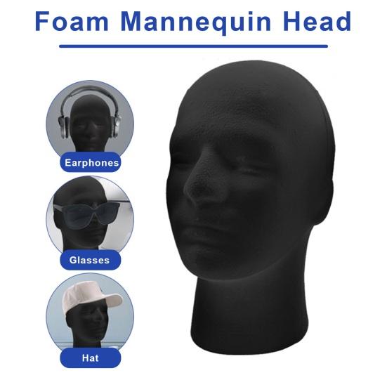 Черный парик из пены, высокий мужской манекен, шиньоны, держатель для дисплея, шляпы, солнцезащитные очки, подставка для наушников, головные уборы, косметика, модель, опора для головы