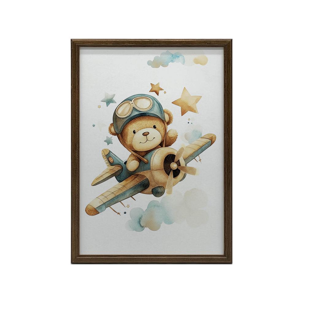 Flying Bear Pilot Poster Flying Bear Pilot Poster, 40X50 Cm, Gold Aluminum Frame, 230 Gsm Matte Paper