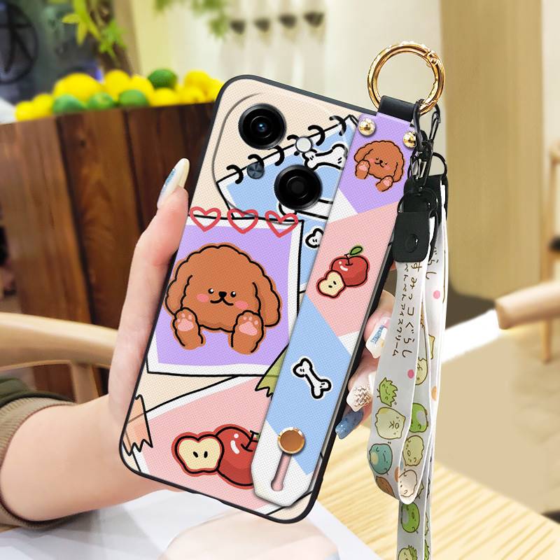 Waterproof Kickstand Phone Case For Tecno POP9 4G/Spark GO 1/KL4 Ring Silicone Wrist Strap Soft Case Cute Phone Holder