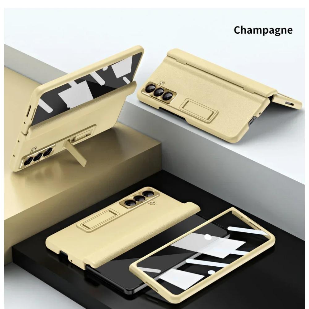 Роскошный Бизнес Невидимый Регулируемый Держатель Пленка из Закаленного Стекла Чехол для Телефона для Samsung Galaxy Z Fold 7 6 5 4 3 Защита Задней Крышки