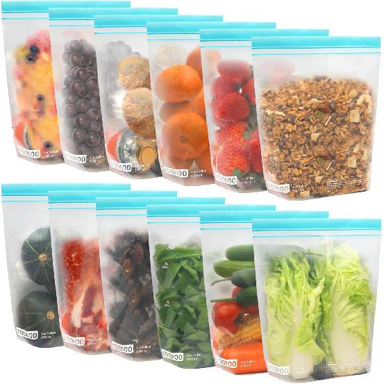 12 Pack Reble Gallon Freezer Bags, Dishwasher Safe BPA Free Food Storage Bags, Extra Thick Leakproof Plastic Ziplock Bags for Meal Prep Fruits