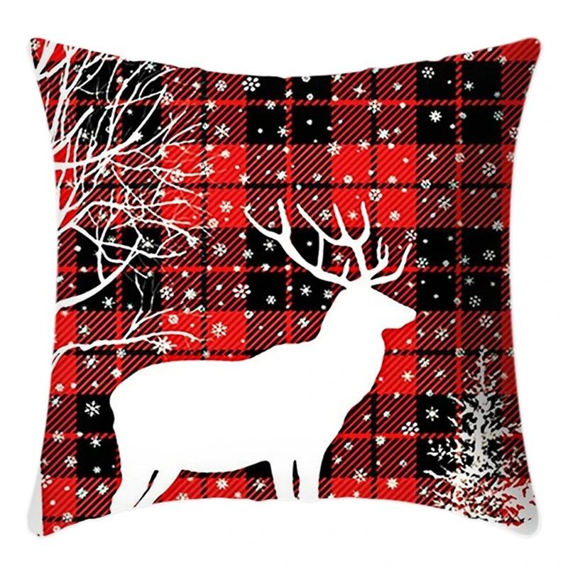 Merry Christmas Pillowcase 45X45Cm Throw Pillowcase Winter Christmas Decorations Home Tree Deer Sofa Cushion Cover New Year