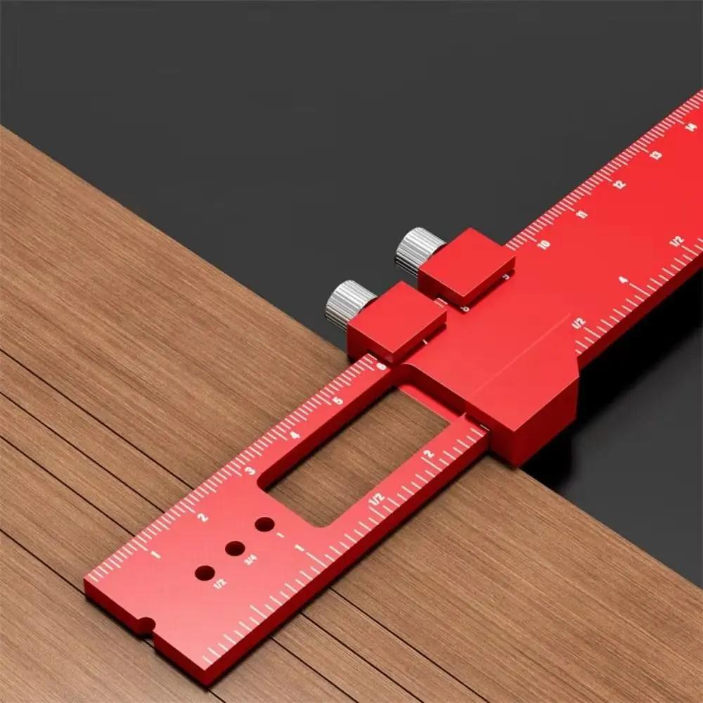 Aluminum Alloy Carpentry Marking Ruler High-Precision T-Type Measuring Tool Inch Metric Multi-function T-Type Scribing Ruler