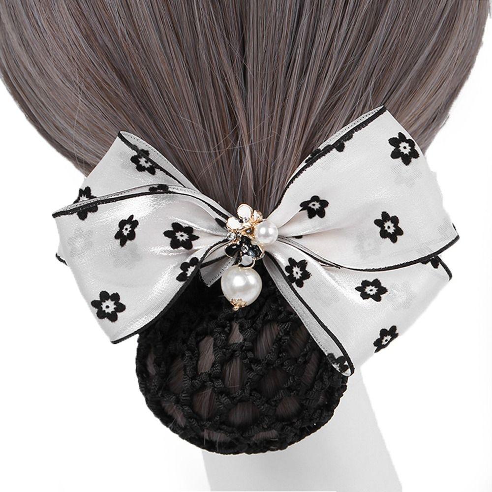 Nurse Mesh Hair Net Hairgrips Cover Net Women Spring Clips Korean Bun Snood Bowknot Hair Bun Cover