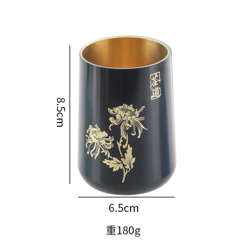 Brass Tea Ceremony Accessory Holder Set Six Tools Organizer Desktop Pen Cylinder Study Room
