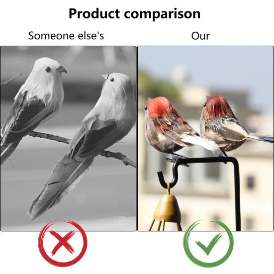 12Pcs Simulation Bird Realistic Vivid Appearance 6 Different Colors Spring Artificial Sparrow Feather Bird with Fixing Clip Home Decor