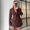 Elegant Blazer Women Fashion Brown Shoulder Pad Cinched Waist Suit Jacket Commute Office Lady Women's Professional Jacket