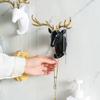 Настенный крючок для декора в виде оленьих рогов, крючок для животных, вешалка для шляп и ключей, новый настенный крючок в виде головы оленя