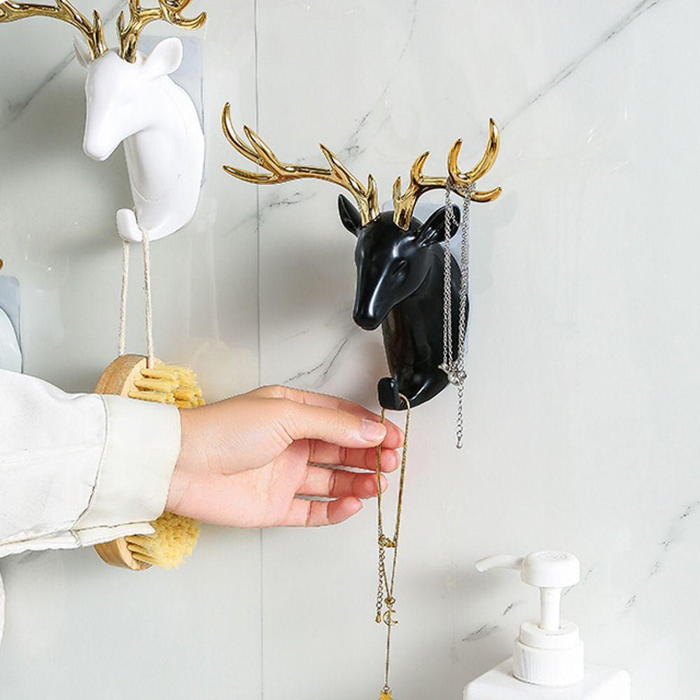 Настенный крючок для декора в виде оленьих рогов, крючок для животных, вешалка для шляп и ключей, новый настенный крючок в виде головы оленя
