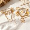 Bohemian Starfish Conch Shell Imitation Pearl Pendant Brooches for Women Men Beach Vacation Style Suits' Brooches Accessories