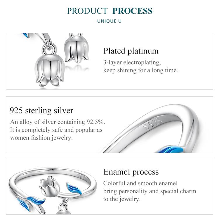 BAMOER, стерлинговое серебро 925 пробы, великолепное открытое кольцо с цветами для женщин, платиновое ювелирное изделие с тонким покрытием, обручальное кольцо, свадебный подарок