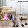 Bite-Resistant Cat Teaser Wand with Suction Cup, Bell, and Replacement Head