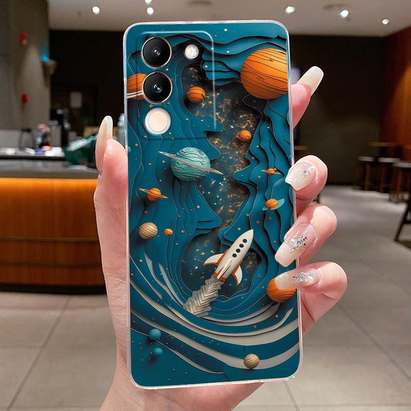 Phone Case For Vivo V29e V27e 5G Slim Soft TPU Cover Clear Silicone Aesthetic Luxury Fashion Butterfly Flowers New Design Case