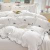French Princess Style Lace Four-piece Set Washed Cotton Embroidered Quilt Cover Set Bow Heart Bed Sheet Three-piece Bed Set
