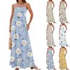 Women's Spring And Summer Casual Fashion Adjustable Suspenders Printed Long Dress