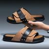 Fashion Men's Casual Slippers Summer Wearing Matte Leather EVA Padded Beach Sandals Mens Shoes