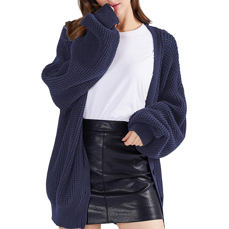 Fashion Autumn and Winter New Women's Knit Sweater Sweater Single-breasted Loose Sweater Cardigan Jacket
