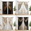 2Pcs European Style 3D Printed Curtains - Light Filtering, Three Suspension Designs For Living Room, Bedroom, Office Home Decor