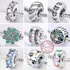 925 Silver Clip Charms with CZ Pave Round Beads Safety Chain Charm for Jewelry Making Fit Bracelet