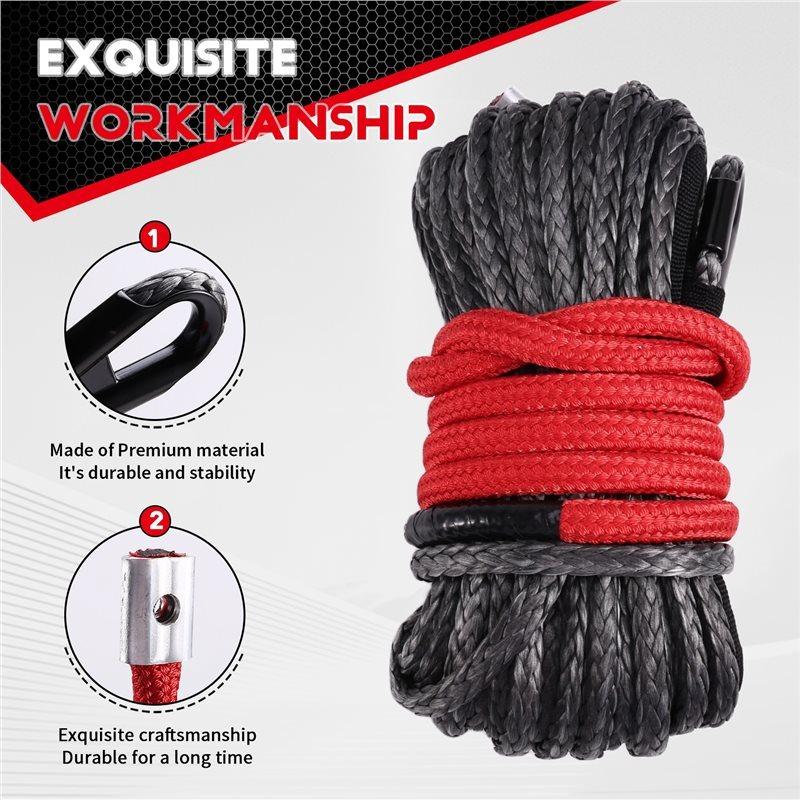 AB61-For ATV Forged Winch Hook Synthetic Winch Rope Line String Cable Rope For Car Outdoor Accessories