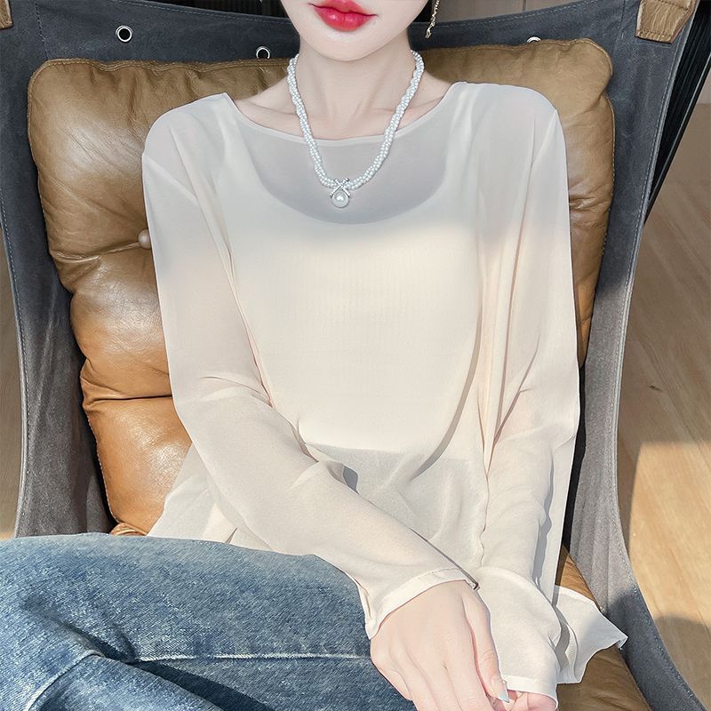 Однотонные Весенне-Осенние Футболки с Круглым Вырезом, Модные Новые Удобные Топы, Женская Одежда, Удобные Приталенные Элегантные Прямые Футболки