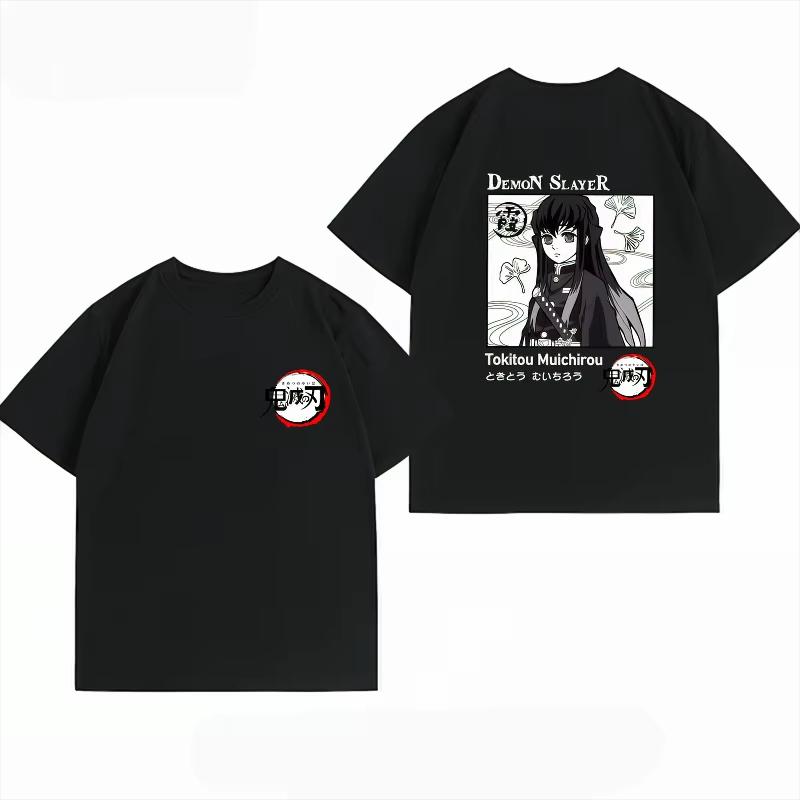Summer Bandai Demon Slayer Casual Short‑Sleeve T‑Shirt With Kamado Tanjiro Print Graphic Women And Men T-Shirt