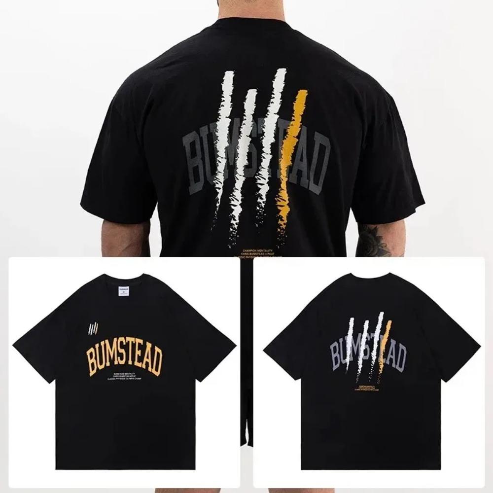 2024 Gym Fitness T-shirt Loose Oversized Cotton Men Short Sleeves Bodybuilding Sports Tees Summer Training Workout Jogging Tops