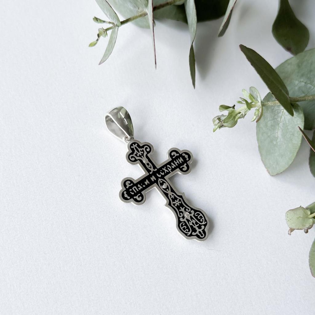 Серебряный крестик с емаллю (2156598)