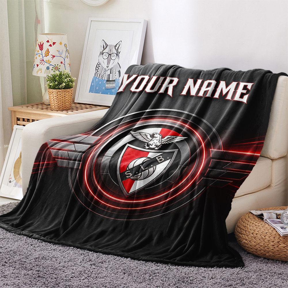Custom Name,S.L. Benfica Printed Flannel Blanket, soft throw for bedroom sofa, washable, Christmas present, great gift.