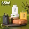 Быстрое зарядное устройство с несколькими портами 65 Вт: Двойной Type-C + 4 USB, Совместим с европейскими, американскими и британскими стандартами