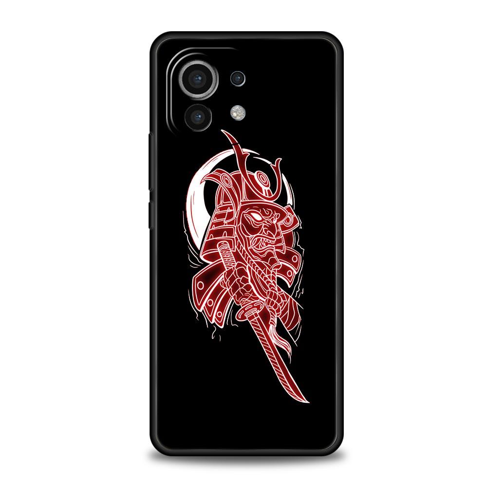 Чехол для Xiaomi Poco X4 X3 NFC F3 F4 M3 M4 Mi Note 12T 10 11 Ultra 11T 13 Pro 10T 12 Lite 9T 5G Мягкий чехол Samurai Oni Mask неоновая