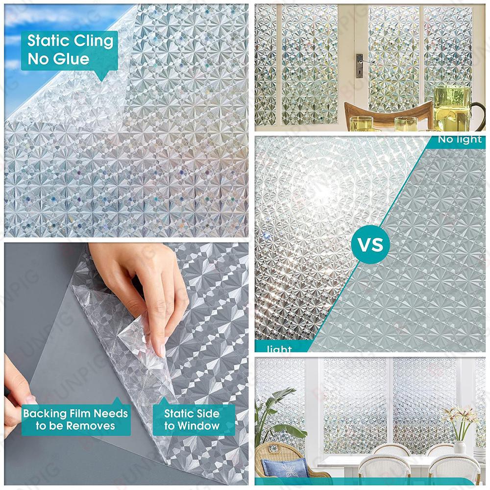 Matte Window Film Privacy Self Adhesive Static Cling 3D Stained Glass Decorative Rainbow Sticker Removable Anti-Uv Vinyl Cover Quality