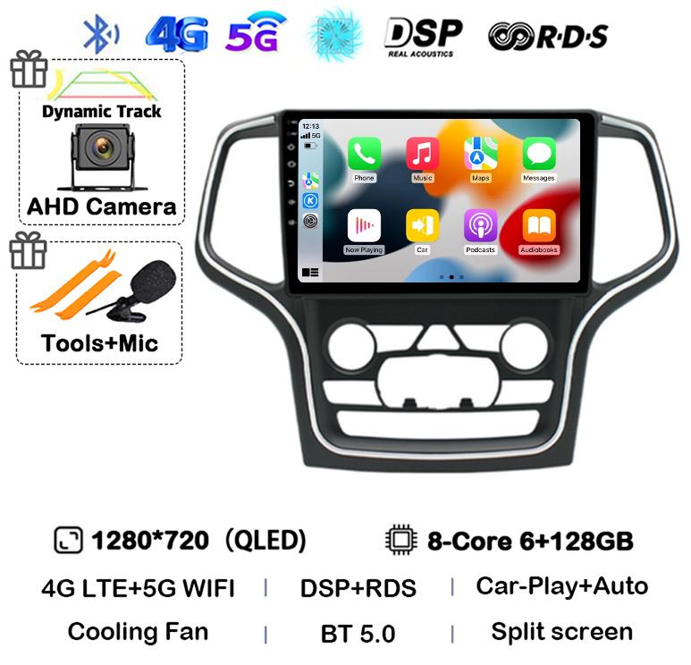 Android 14 беспроводной Carplay Auto 4G+WIFI для Jeep Grand Cherokee WK2 2014-2017 навигация GPS автомобильный радиоприемник мультимедиа видеоплеер