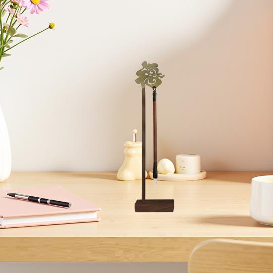 Подставка для каллиграфического пера с китайским иероглифом Фу Элегантная деревянная металлическая вешалка для кистей для рабочего стола, кабинета, офиса, художественного декора