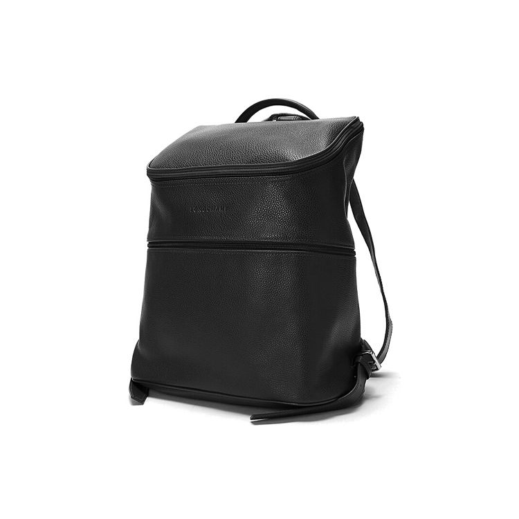 Longchamp Le Foulonné Solid Color Zipper Leather Backpack Medium Men backpack Black 1617021047
