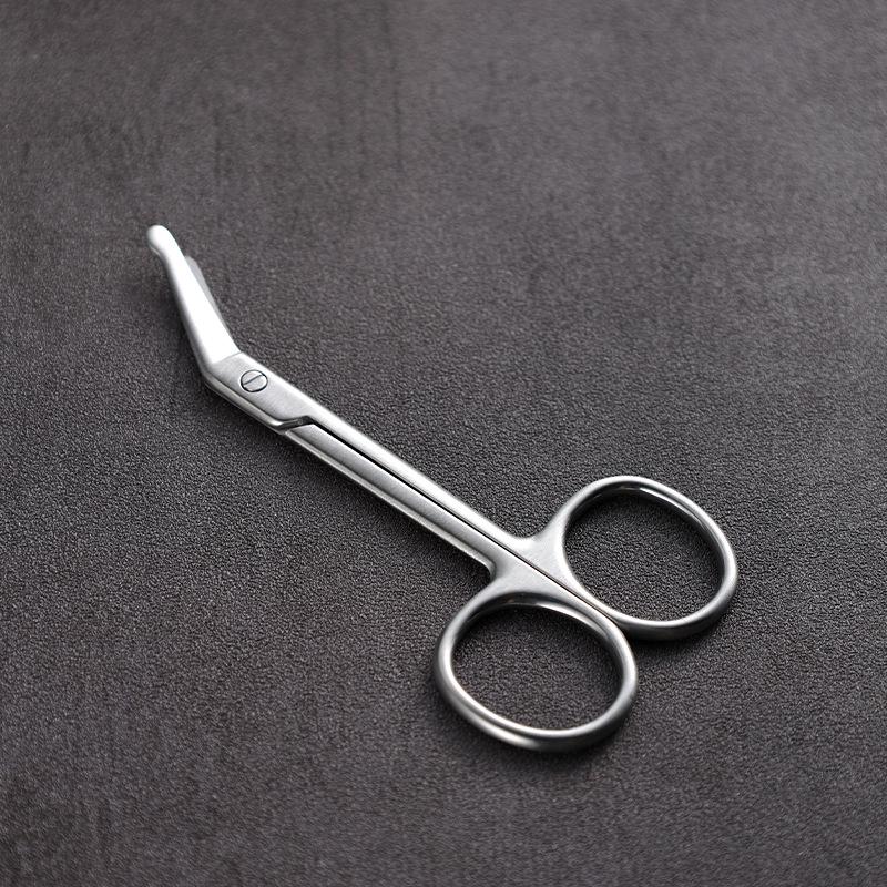 All-Steel Round Head Serrated Gauze Scissors for Bandages, Yarn, Fishing Line, Plaster, and Suture Removal.