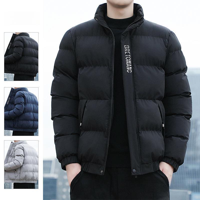 Winter Men's Cotton Jacket New Trendy Korean Style Stand Collar Short Casual Stylish Cotton Coat