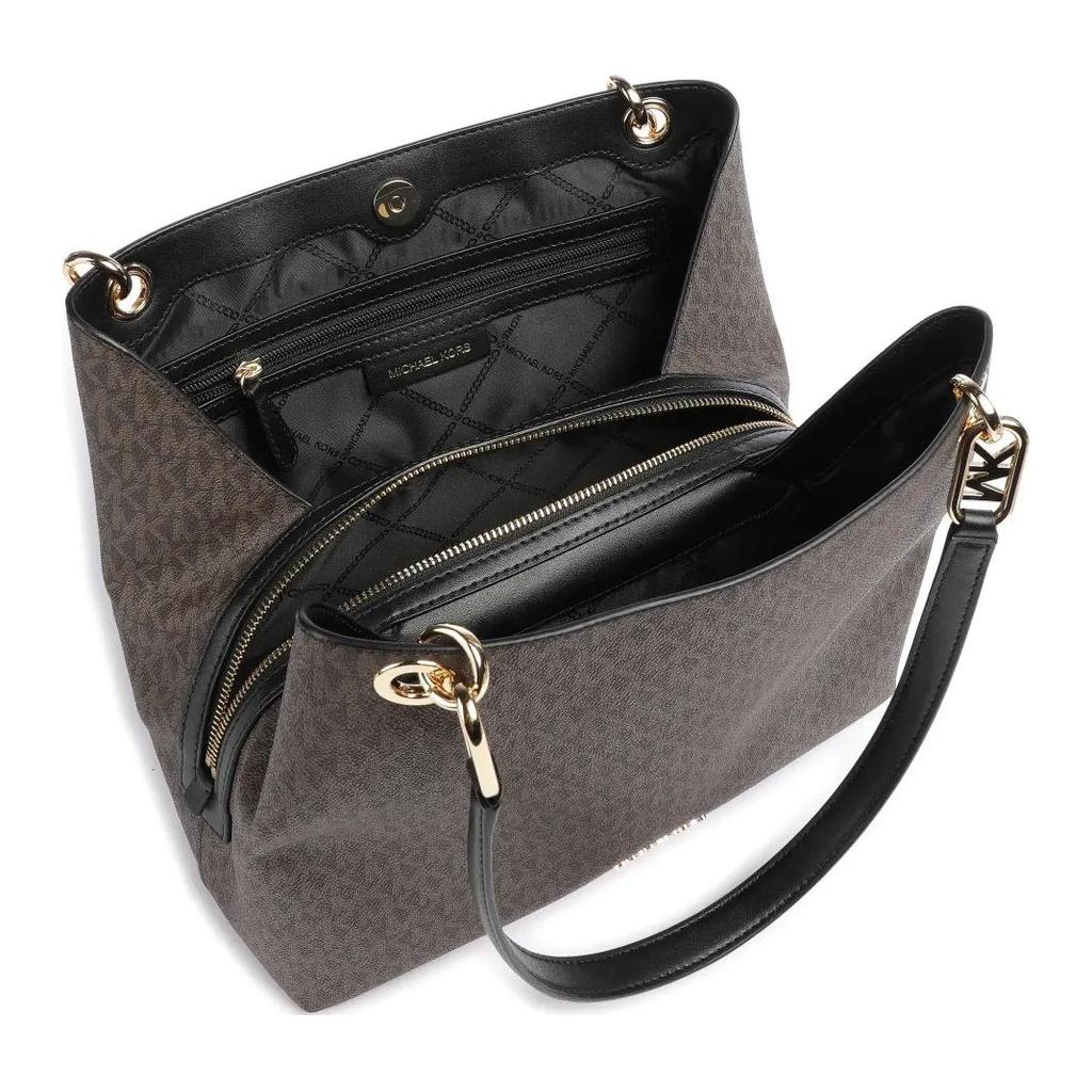 Michael Kors MK Logo Leather Tote Shoulder Bag Women bags Gray Brown 30F3G8KT7B-292