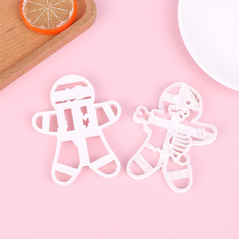 1 шт. Рождественские формочки для печенья в виде пряничного человечка, пластиковые мультяшные, с пресс-формой для печенья, шоколада, инструменты для украшения торта