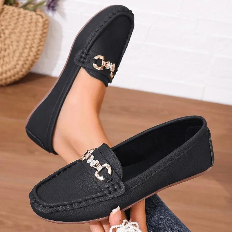 Fashion Women's Casual Slip On Mary Jane Shoes 2025 Spring Autumn Comfortable Round Toe Solid Soft Sole Flat Loafers Zapatos De Mujer
