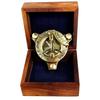 Brass Sundial Compass with Wooden Box Nautical Gift Compass (Gold, Brown)