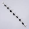 Dazzling Top Grade Qualite 100% Natural Black Rainbow Calsilica Oval Shape Ethnic Handmade Jewelry 925 Steling Silver Bracelet 7-8" WSJ-5202